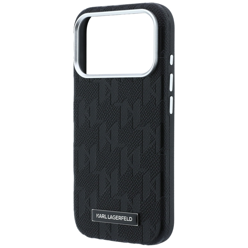 Capa MagSafe para Apple iPhone 18 Pro / 17 Pro, Karl Lagerfeld, Logótipo em Resina Monocromática Granulada, Preta