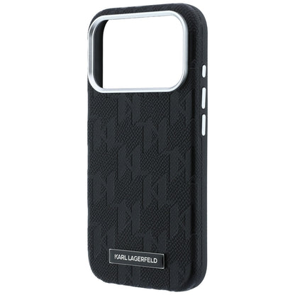 Capa MagSafe para Apple iPhone 18 Pro / 17 Pro, Karl Lagerfeld, Logótipo em Resina Monocromática Granulada, Preta