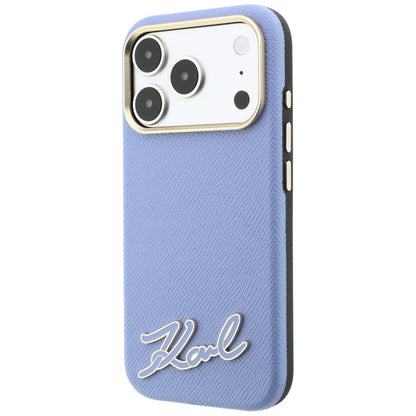 Capa MagSafe para Apple iPhone 18 Pro / 17 Pro, Karl Lagerfeld, Logótipo em Resina Granulada, Azul