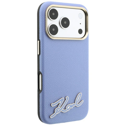 Capa MagSafe para Apple iPhone 18 Pro / 17 Pro, Karl Lagerfeld, Logótipo em Resina Granulada, Azul