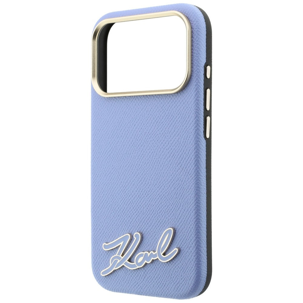 Capa MagSafe para Apple iPhone 18 Pro / 17 Pro, Karl Lagerfeld, Logótipo em Resina Granulada, Azul
