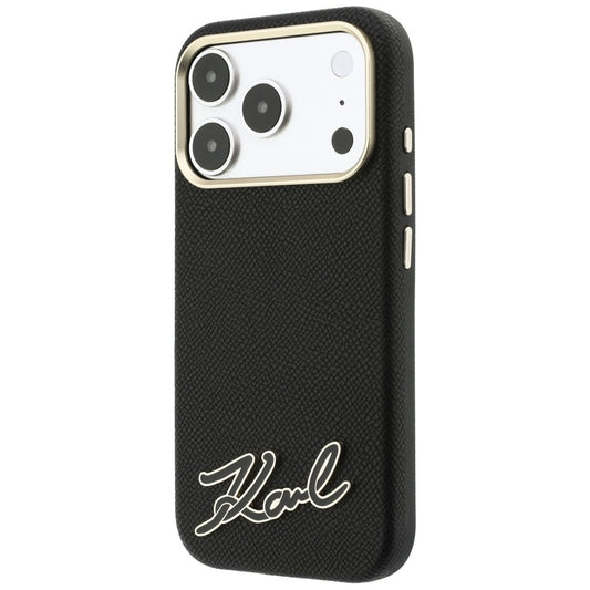 Capa MagSafe para Apple iPhone 18 Pro / 17 Pro, Karl Lagerfeld, Logótipo em Resina Granulada, Preta