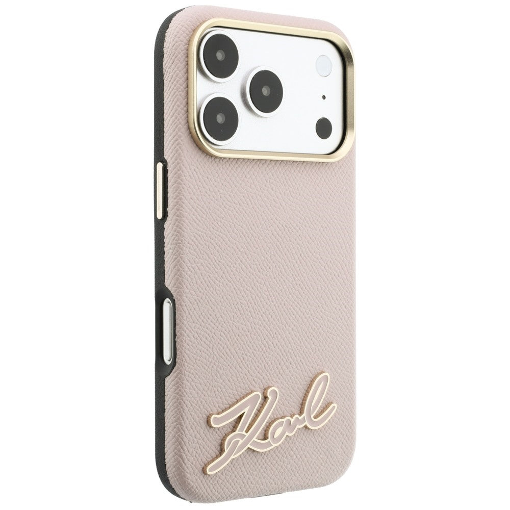 Capa MagSafe para Apple iPhone 18 Pro / 17 Pro, Karl Lagerfeld, Logótipo em Resina Granulada, Rosa