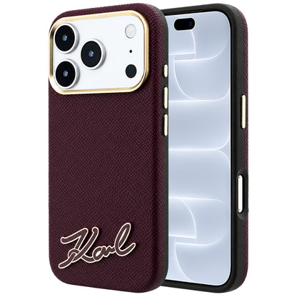 Capa MagSafe para Apple iPhone 18 Pro / 17 Pro, Karl Lagerfeld, Logótipo em Resina Granulada, Vinho