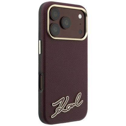 Capa MagSafe para Apple iPhone 18 Pro / 17 Pro, Karl Lagerfeld, Logótipo em Resina Granulada, Vinho