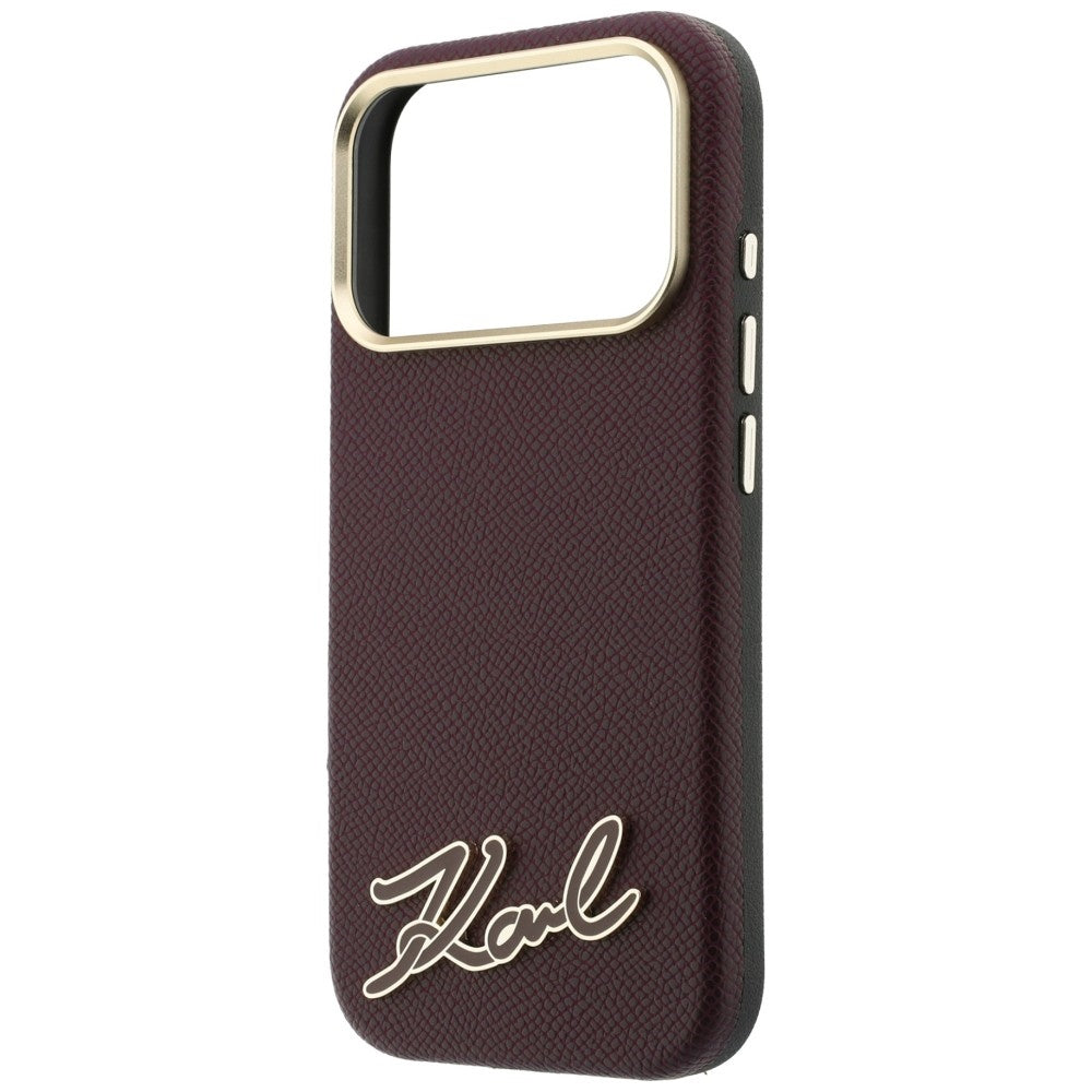 Capa MagSafe para Apple iPhone 18 Pro / 17 Pro, Karl Lagerfeld, Logótipo em Resina Granulada, Vinho