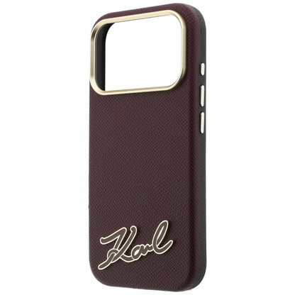 Capa MagSafe para Apple iPhone 18 Pro / 17 Pro, Karl Lagerfeld, Logótipo em Resina Granulada, Vinho