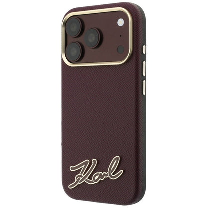 Capa MagSafe para Apple iPhone 18 Pro / 17 Pro, Karl Lagerfeld, Logótipo em Resina Granulada, Vinho