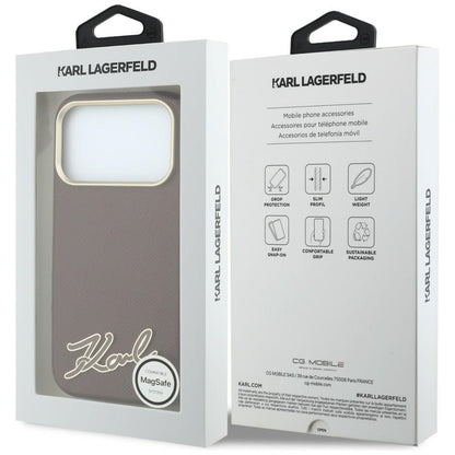 Capa MagSafe para Apple iPhone 18 Pro / 17 Pro, Karl Lagerfeld, Logótipo em Resina Granulada, Vinho
