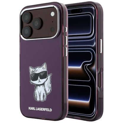 Capa MagSafe para Apple iPhone 18 Pro / 17 Pro, Karl Lagerfeld, HC IML Choupette Body Sketch Print, Vinho