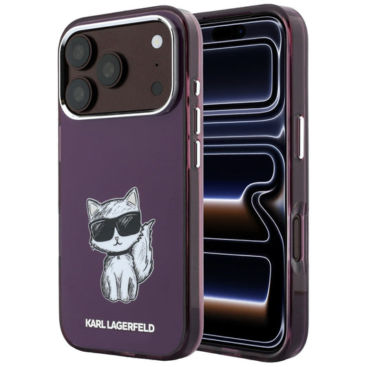 Capa MagSafe para Apple iPhone 18 Pro / 17 Pro, Karl Lagerfeld, HC IML Choupette Body Sketch Print, Vinho