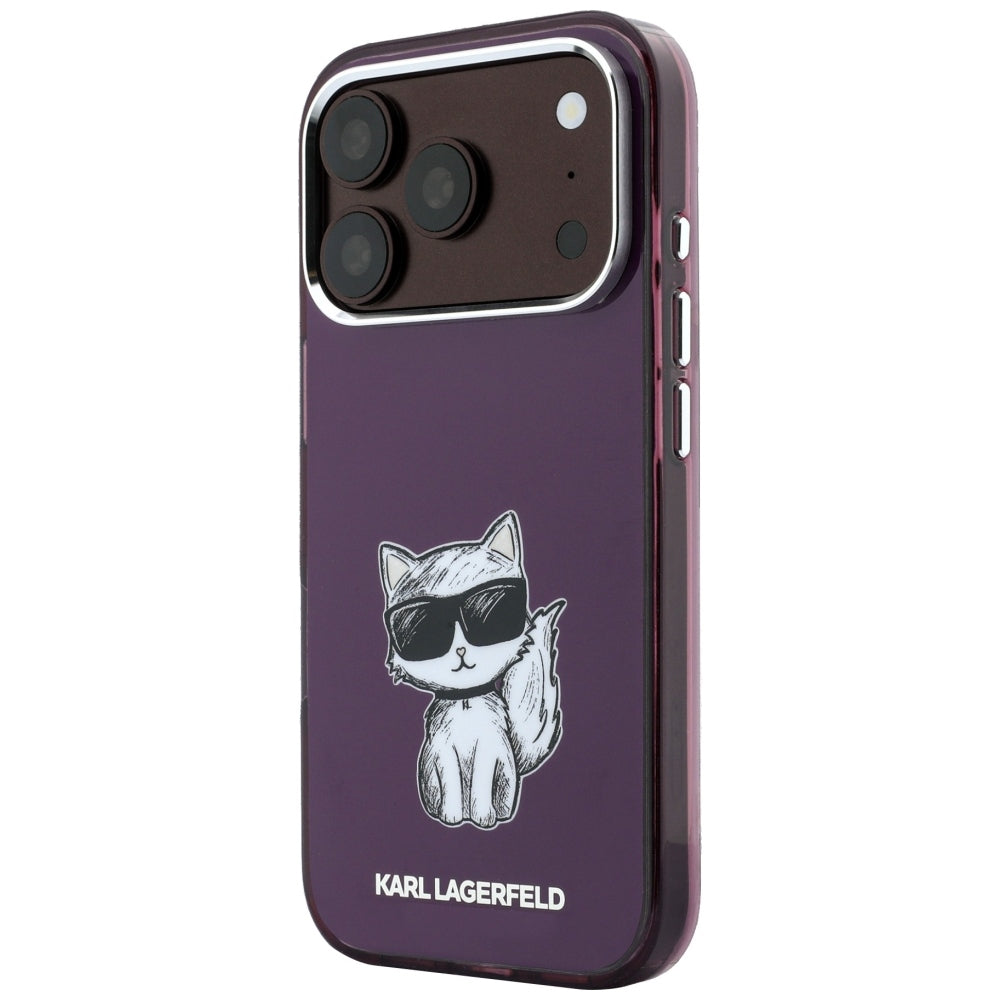 Capa MagSafe para Apple iPhone 18 Pro / 17 Pro, Karl Lagerfeld, HC IML Choupette Body Sketch Print, Vinho