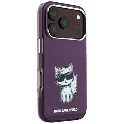 Capa MagSafe para Apple iPhone 18 Pro / 17 Pro, Karl Lagerfeld, HC IML Choupette Body Sketch Print, Vinho