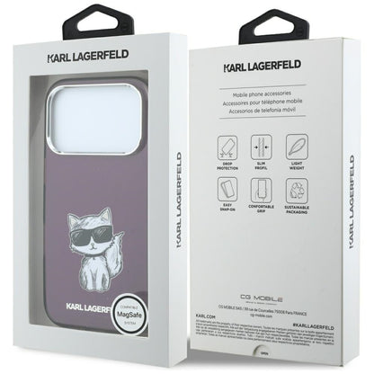 Capa MagSafe para Apple iPhone 18 Pro / 17 Pro, Karl Lagerfeld, HC IML Choupette Body Sketch Print, Vinho