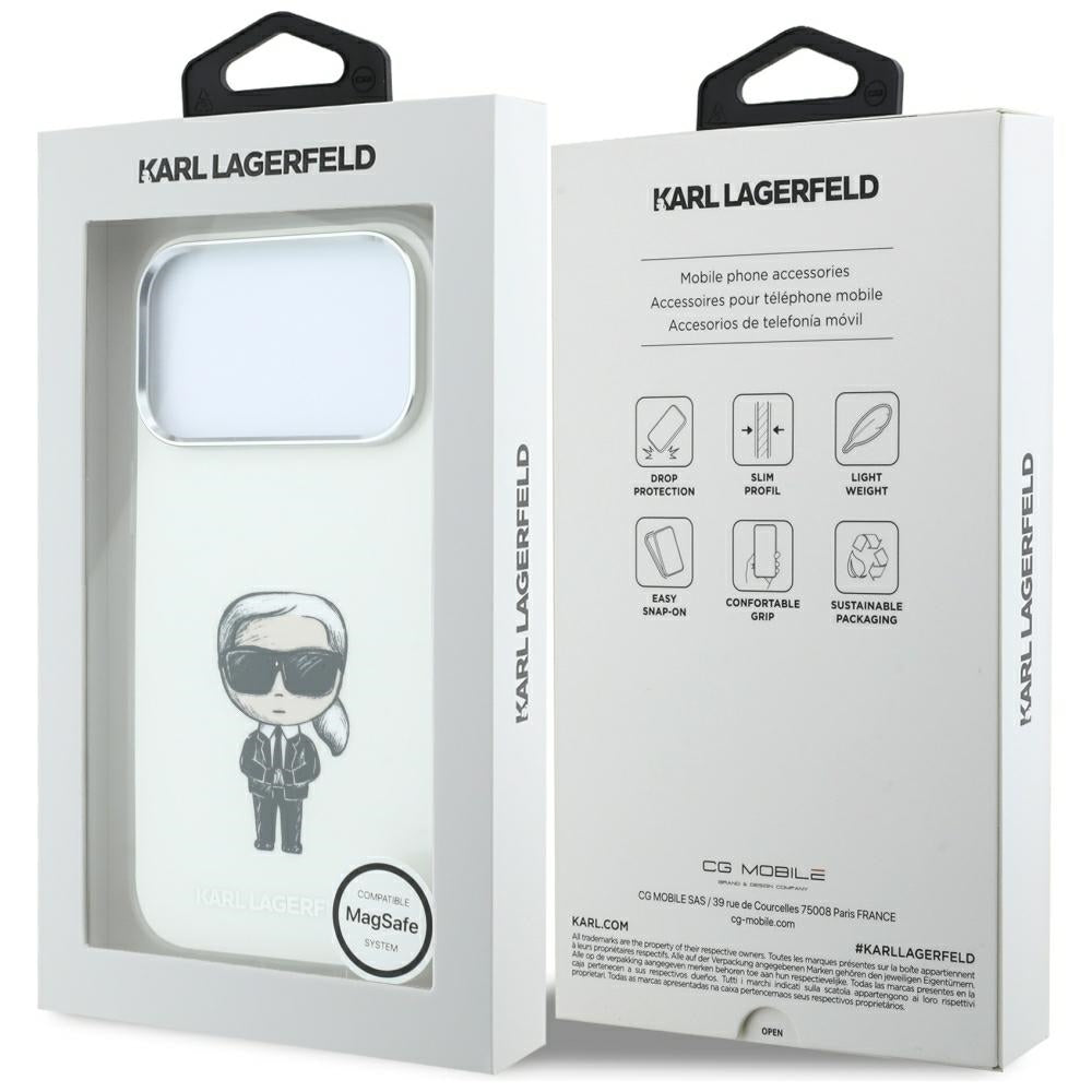 Capa MagSafe para Apple iPhone 18 Pro / 17 Pro, Karl Lagerfeld, HC IML Ikonik Sketch Print, Bege