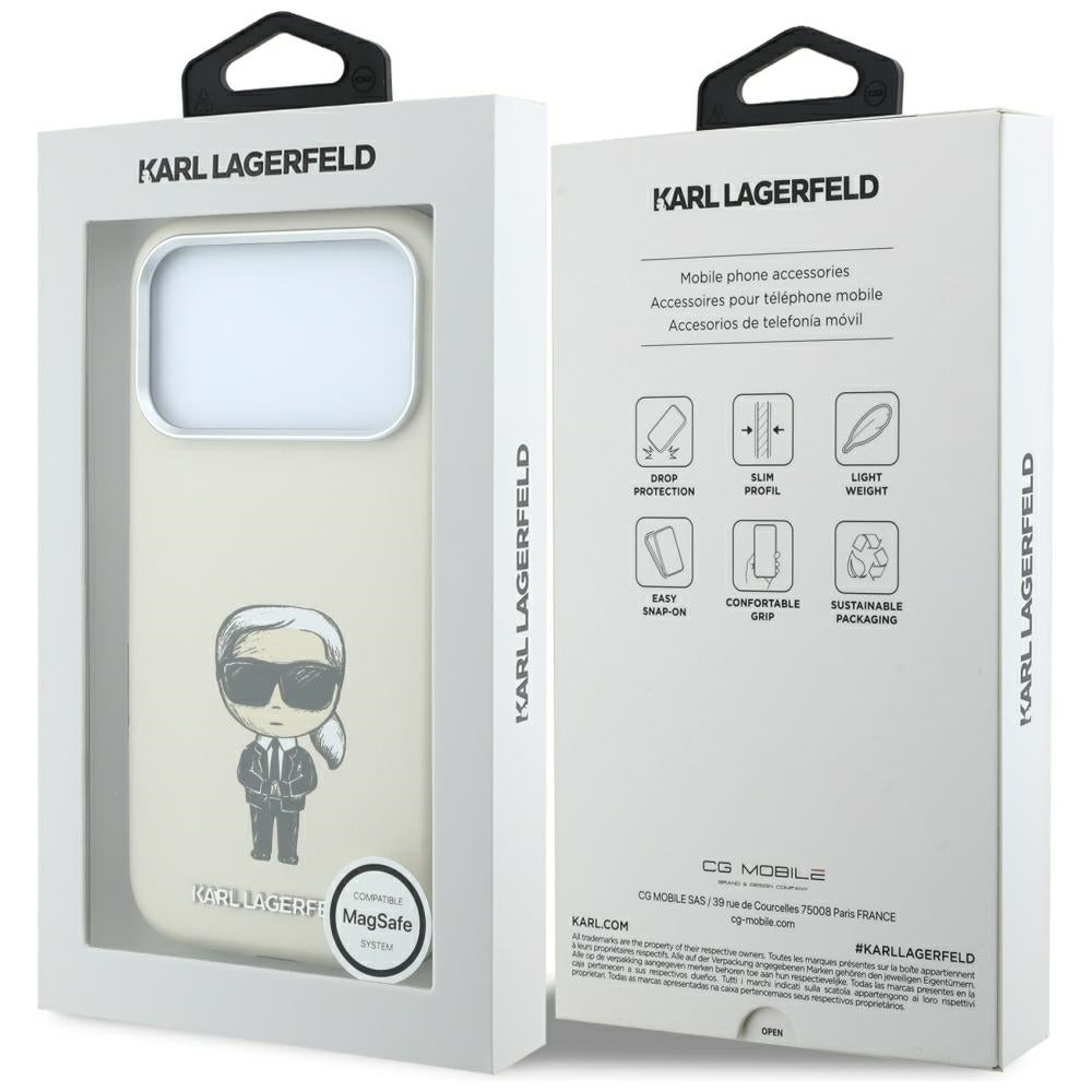Capa MagSafe para Apple iPhone 18 Pro / 17 Pro, Karl Lagerfeld, Ikonik Sketch, Bege