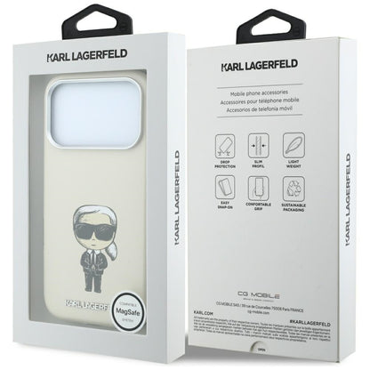 Capa MagSafe para Apple iPhone 18 Pro / 17 Pro, Karl Lagerfeld, Ikonik Sketch, Bege