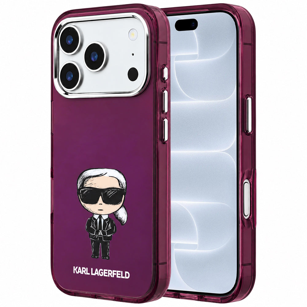 Capa MagSafe para Apple iPhone 18 Pro / 17 Pro, Karl Lagerfeld, HC IML Ikonik Sketch Print, cor de vinho