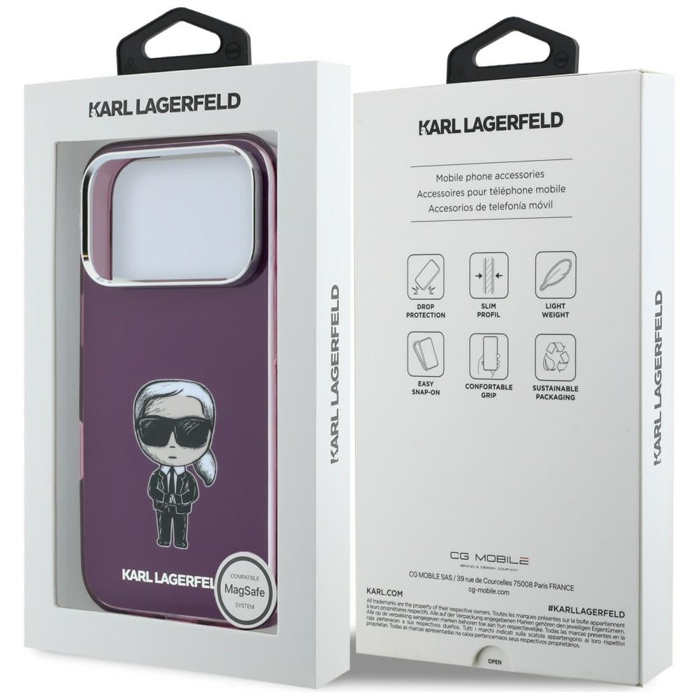 Capa MagSafe para Apple iPhone 18 Pro / 17 Pro, Karl Lagerfeld, HC IML Ikonik Sketch Print, cor de vinho