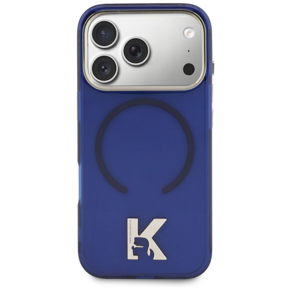 Capa MagSafe para Apple iPhone 18 Pro / 17 Pro, Karl Lagerfeld, IML Karl Head Logo, Azul
