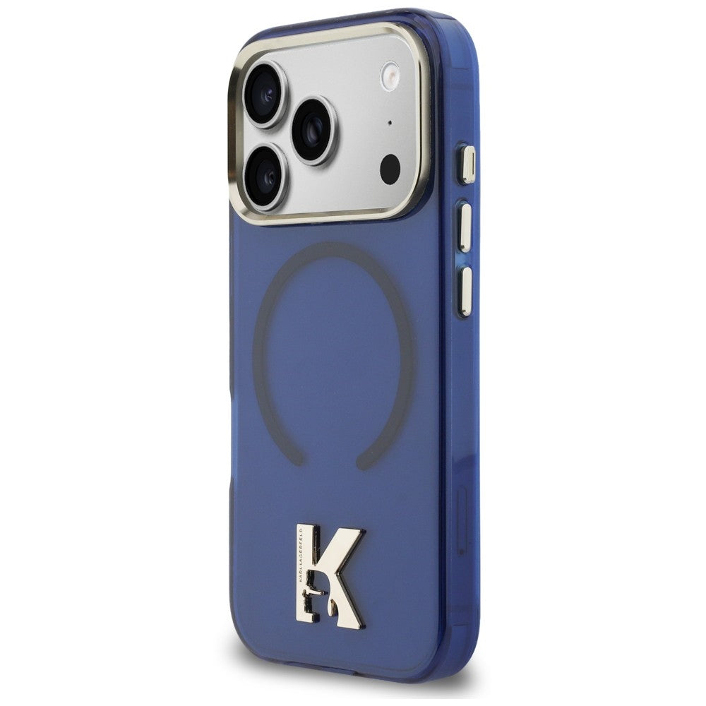 Capa MagSafe para Apple iPhone 18 Pro / 17 Pro, Karl Lagerfeld, IML Karl Head Logo, Azul