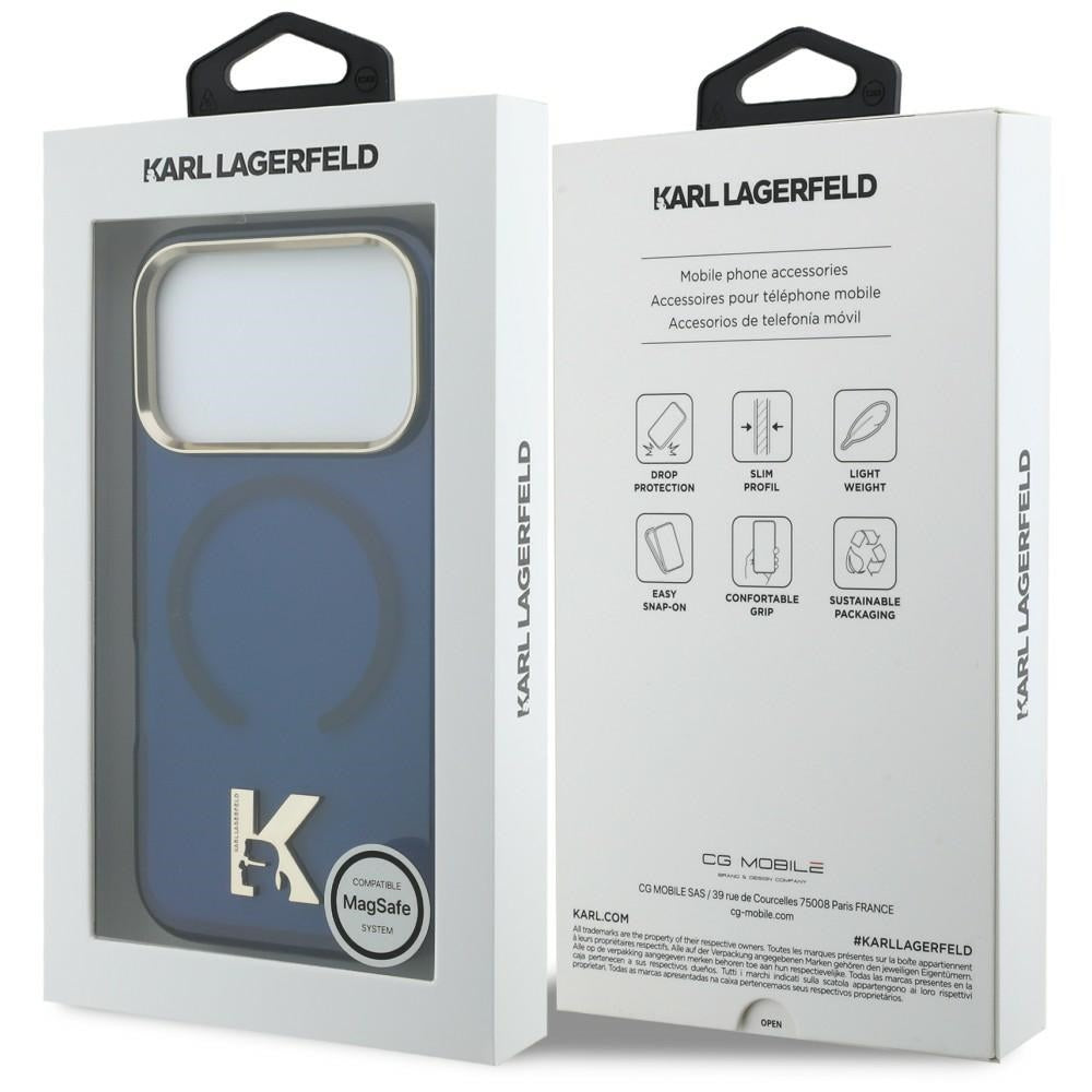 Capa MagSafe para Apple iPhone 18 Pro / 17 Pro, Karl Lagerfeld, IML Karl Head Logo, Azul