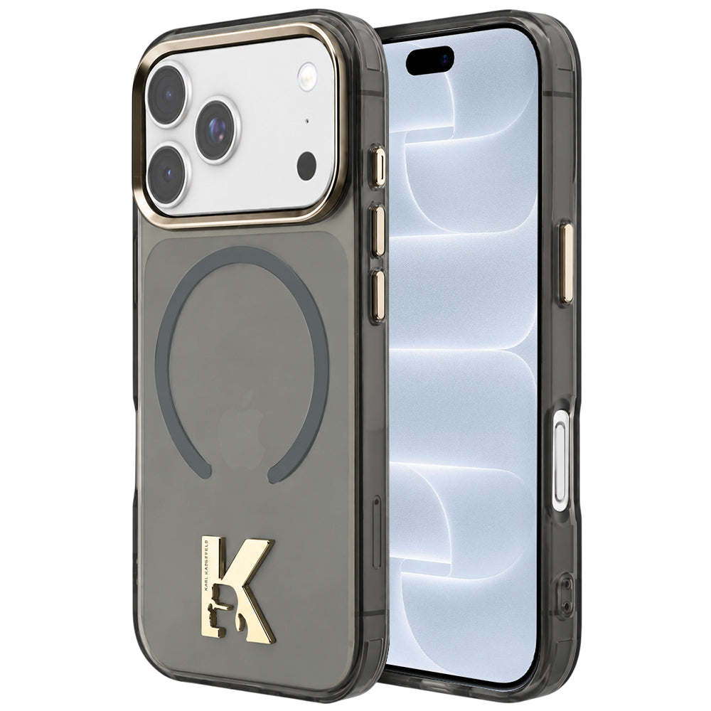 Capa MagSafe para Apple iPhone 18 Pro / 17 Pro, Karl Lagerfeld, IML Karl Head Logo, Preta