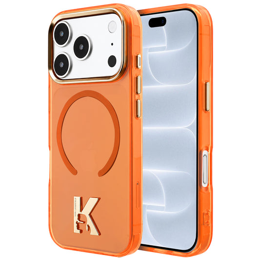Capa MagSafe para Apple iPhone 18 Pro / 17 Pro, Karl Lagerfeld, IML Karl Head Logo, Laranja