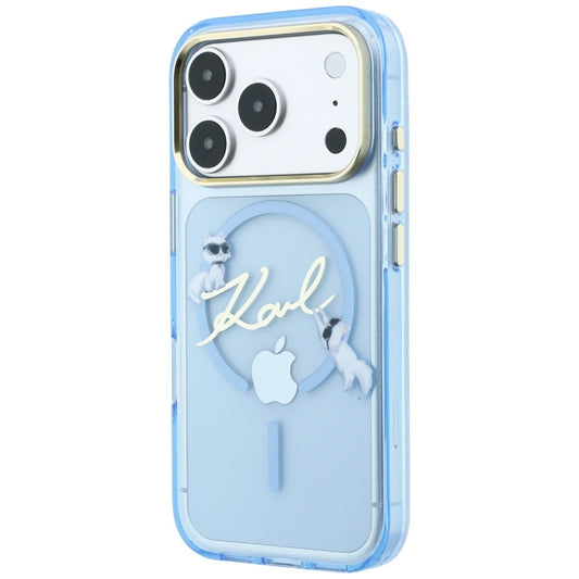 Capa MagSafe para Apple iPhone 18 Pro / 17 Pro, Karl Lagerfeld, IML Choupette Karl Script Logo, Azul