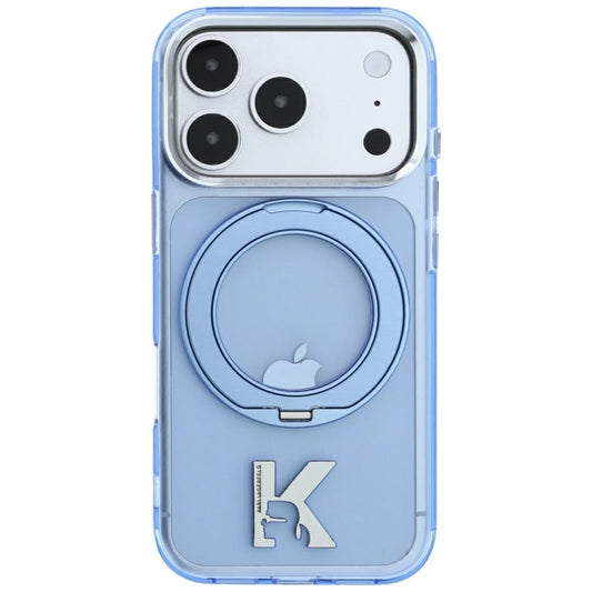 Capa MagSafe para Apple iPhone 18 Pro / 17 Pro, Karl Lagerfeld, IML Ring Stand Kameo Metal, Azul