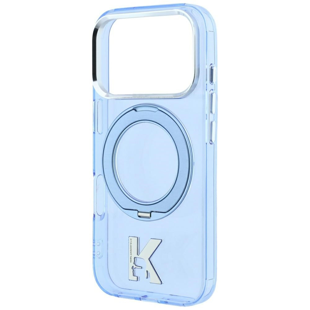 Capa MagSafe para Apple iPhone 18 Pro / 17 Pro, Karl Lagerfeld, IML Ring Stand Kameo Metal, Azul