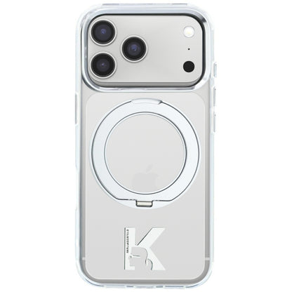 Capa MagSafe para Apple iPhone 18 Pro / 17 Pro, Karl Lagerfeld, Suporte de Anel IML Kameo Metal, Transparente