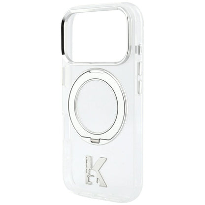 Capa MagSafe para Apple iPhone 18 Pro / 17 Pro, Karl Lagerfeld, Suporte de Anel IML Kameo Metal, Transparente