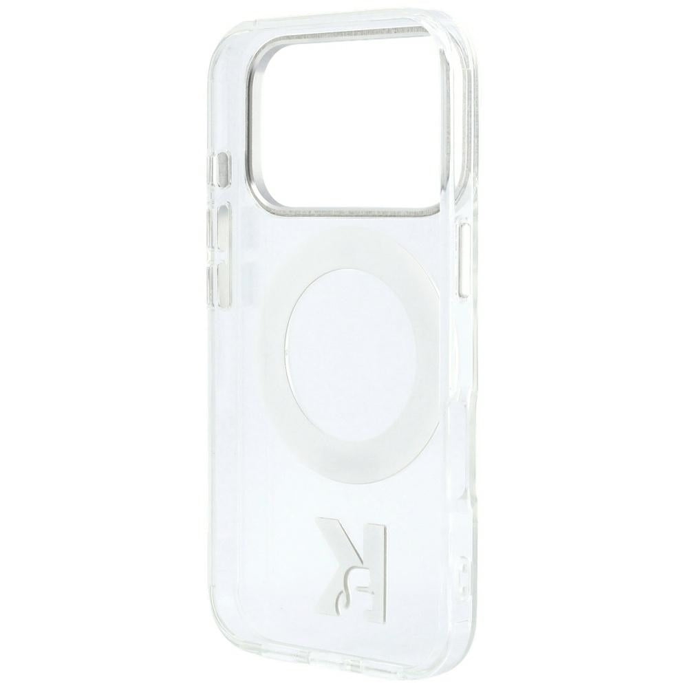 Capa MagSafe para Apple iPhone 18 Pro / 17 Pro, Karl Lagerfeld, Suporte de Anel IML Kameo Metal, Transparente