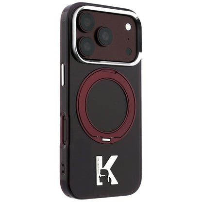 Capa MagSafe para Apple iPhone 18 Pro / 17 Pro, Karl Lagerfeld, Suporte de Anel IML Kameo Metal, Vinho
