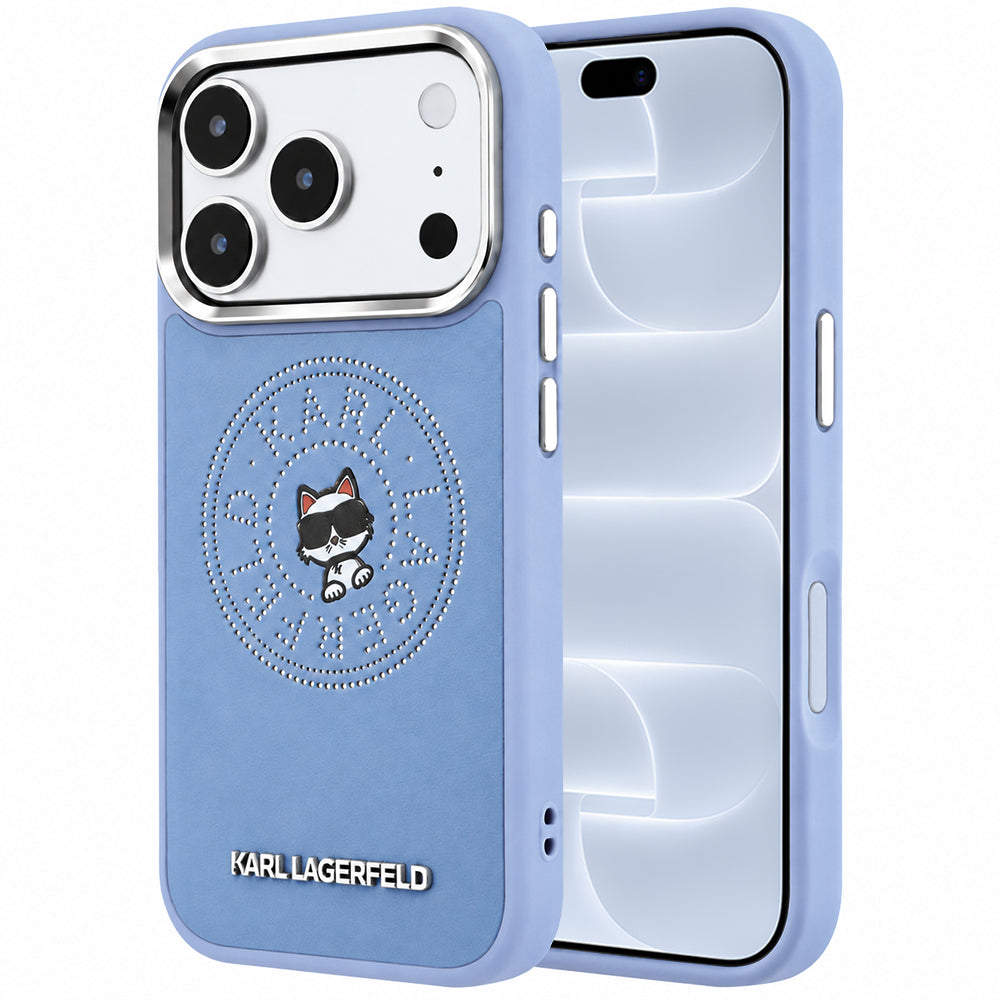 Capa MagSafe para Apple iPhone 18 Pro / 17 Pro, Karl Lagerfeld, Point and Choupette Sketch, Azul