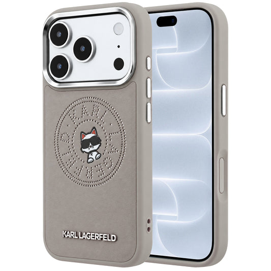 Capa MagSafe para Apple iPhone 18 Pro / 17 Pro, Karl Lagerfeld, Point and Choupette Sketch, Cinzento