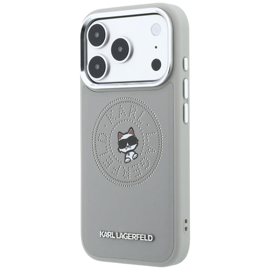 Capa MagSafe para Apple iPhone 18 Pro / 17 Pro, Karl Lagerfeld, Point and Choupette Sketch, Cinzento