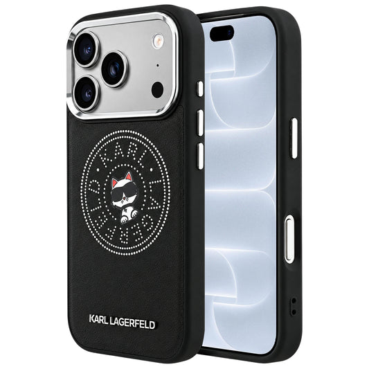 Capa MagSafe para Apple iPhone 18 Pro / 17 Pro, Karl Lagerfeld, Point and Choupette Sketch, Preta