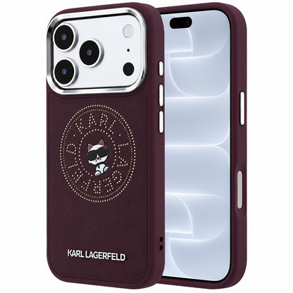 Capa MagSafe para Apple iPhone 18 Pro / 17 Pro, Karl Lagerfeld, Point and Choupette Sketch, Vinho