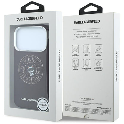Capa MagSafe para Apple iPhone 18 Pro / 17 Pro, Karl Lagerfeld, Point and Choupette Sketch, Vinho