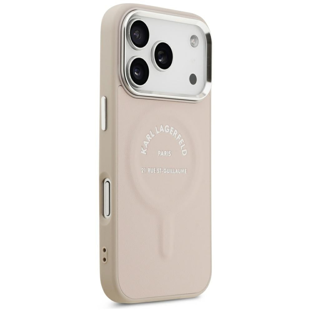 Capa MagSafe para Apple iPhone 18 Pro / 17 Pro, Karl Lagerfeld, Anel Karl RSG Logo, Rosa