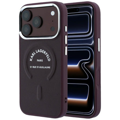 Capa MagSafe para Apple iPhone 18 Pro / 17 Pro, Karl Lagerfeld, Anel Karl RSG Logo, Vinho