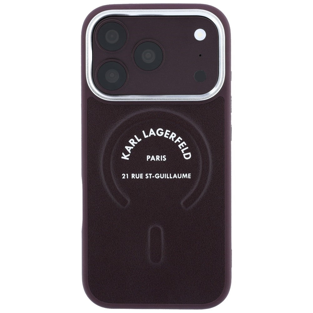 Capa MagSafe para Apple iPhone 18 Pro / 17 Pro, Karl Lagerfeld, Anel Karl RSG Logo, Vinho