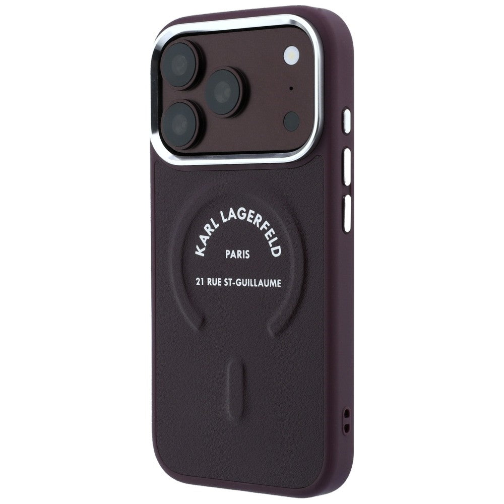 Capa MagSafe para Apple iPhone 18 Pro / 17 Pro, Karl Lagerfeld, Anel Karl RSG Logo, Vinho