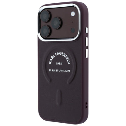 Capa MagSafe para Apple iPhone 18 Pro / 17 Pro, Karl Lagerfeld, Anel Karl RSG Logo, Vinho