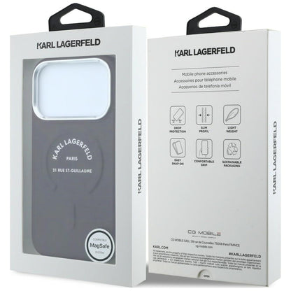 Capa MagSafe para Apple iPhone 18 Pro / 17 Pro, Karl Lagerfeld, Anel Karl RSG Logo, Vinho