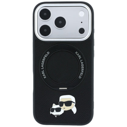 MagSafe Case for Apple iPhone 18 Pro / 17 Pro, Karl Lagerfeld, Ring Stand 360 Karl & Choupette Pin, Black