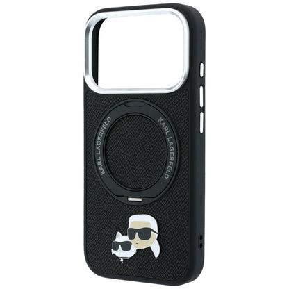 MagSafe Case for Apple iPhone 18 Pro / 17 Pro, Karl Lagerfeld, Ring Stand 360 Karl & Choupette Pin, Black