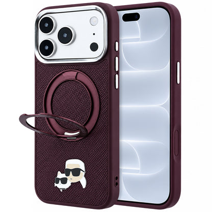 Capa MagSafe para Apple iPhone 18 Pro / 17 Pro, Karl Lagerfeld, Suporte Anel 360 Karl & Pin Choupette, Vinho